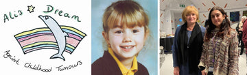 Image of Ali's Dream logo, image of Alison Phelan, Image of Sue Farrington Smith with Research Fellow