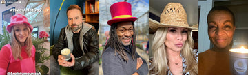 Brain Tumour Research celebrity supporters Fearne Cotton, Alfie Boe, Danny Clarke, Caprice and Adjoa Andoh wearing hats