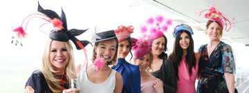 Brain Tumour Research supporters including Lisa Baggs, Kelsey Parker and Cara Delahoyde-Massey at Epsom for our hat auction