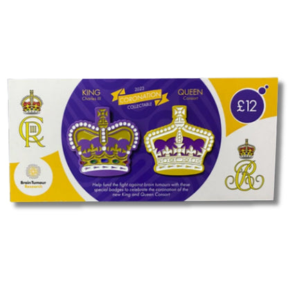 Limited Edition Matching Pair of Coronation Crown Pin Badges