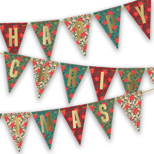 Floral Happy Christmas Bunting - Christmas 2023