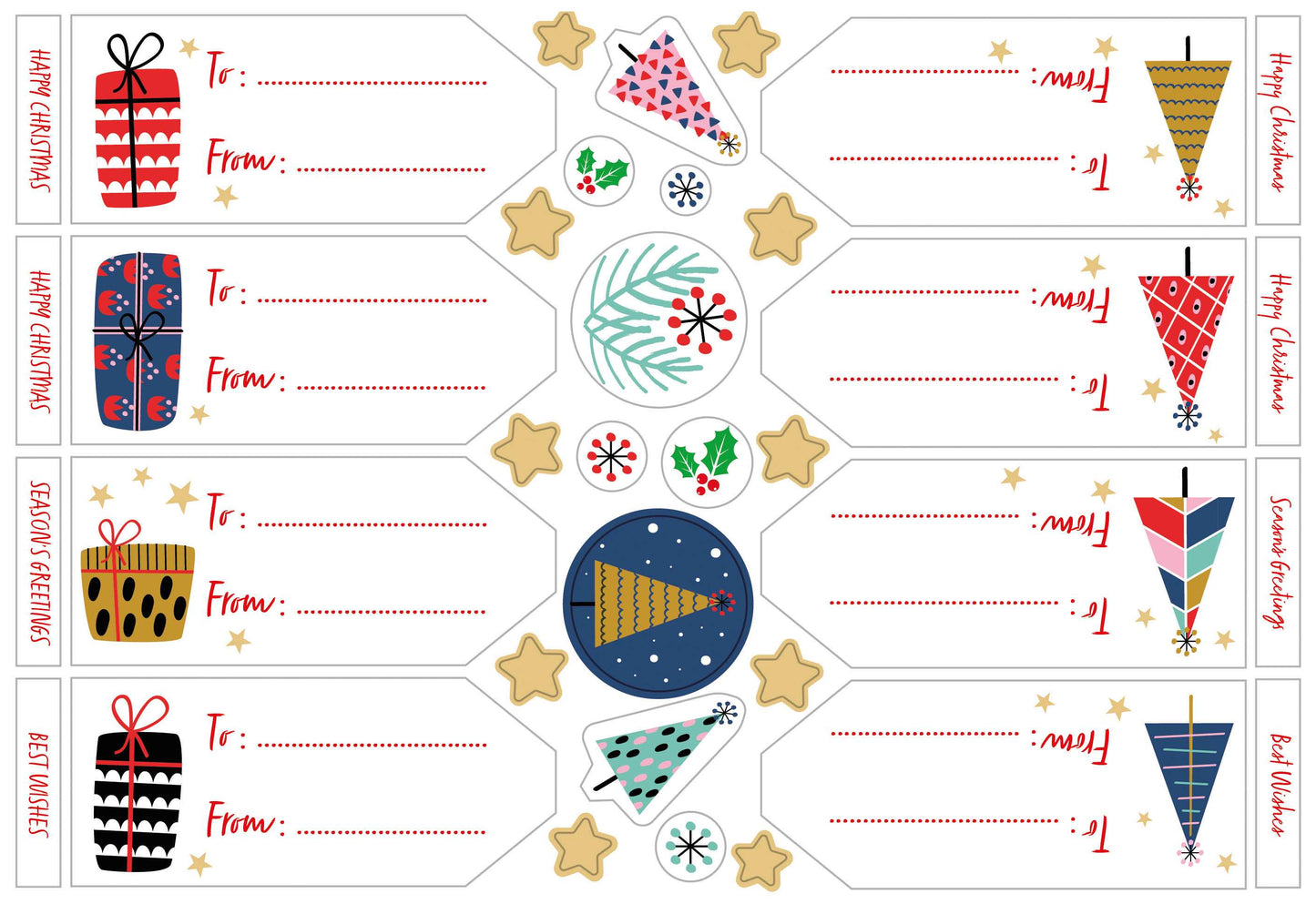 Colourful Christmas Gift Wrap and Tags