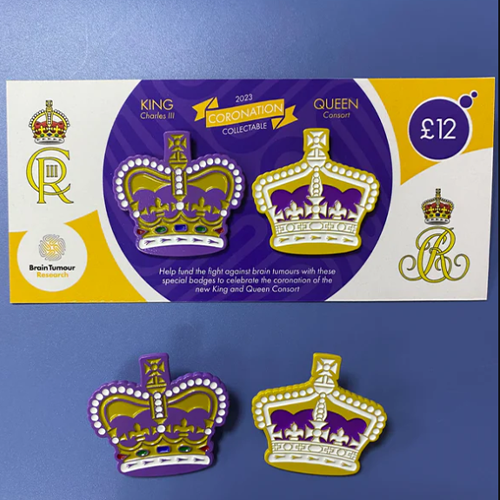 Limited Edition Matching Pair of Coronation Crown Pin Badges