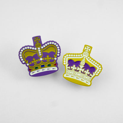 Limited Edition Matching Pair of Coronation Crown Pin Badges